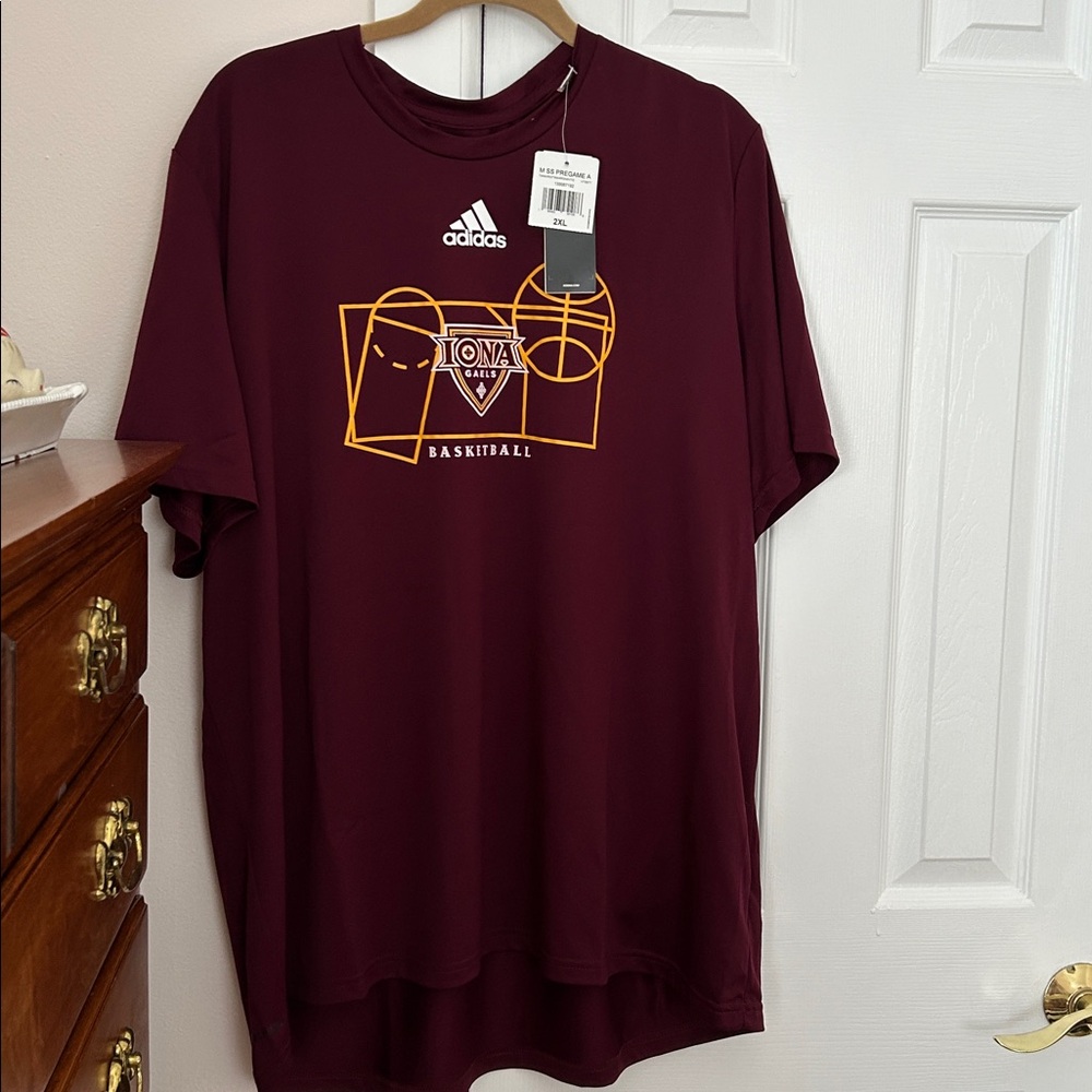 IONA Adidas Maroon Pregame Tee with Graphic